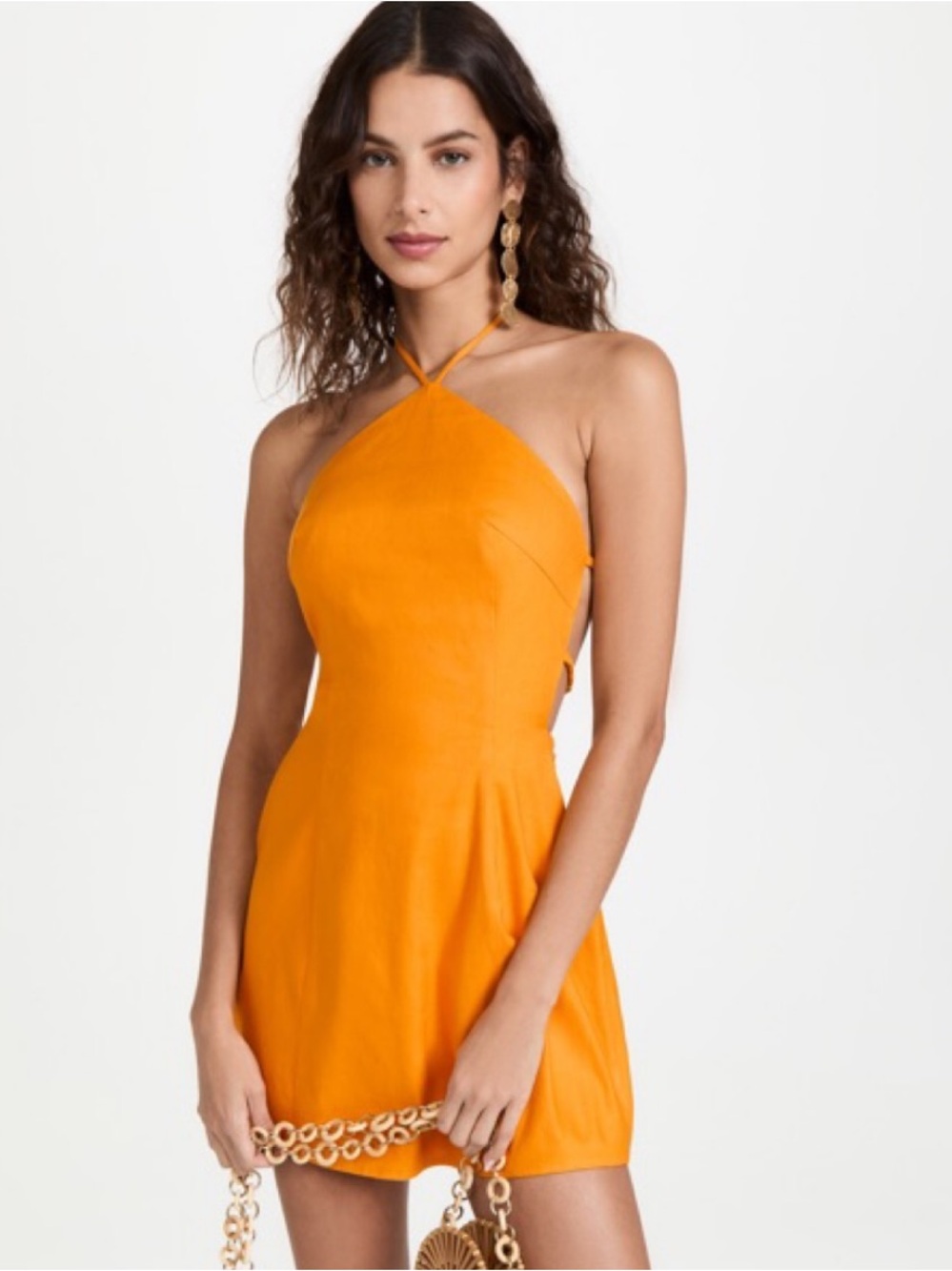 CULT GAIA Jordana Open-Back Mini Dress in Tangerine Size